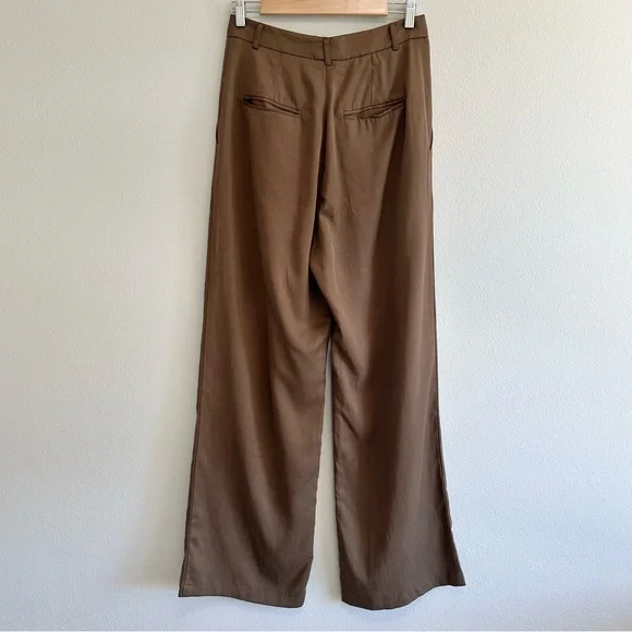 Reformation Mason Pant in Woodland Brown High Waist Pleated Quiet Luxury NWT - Picture 5 of 9